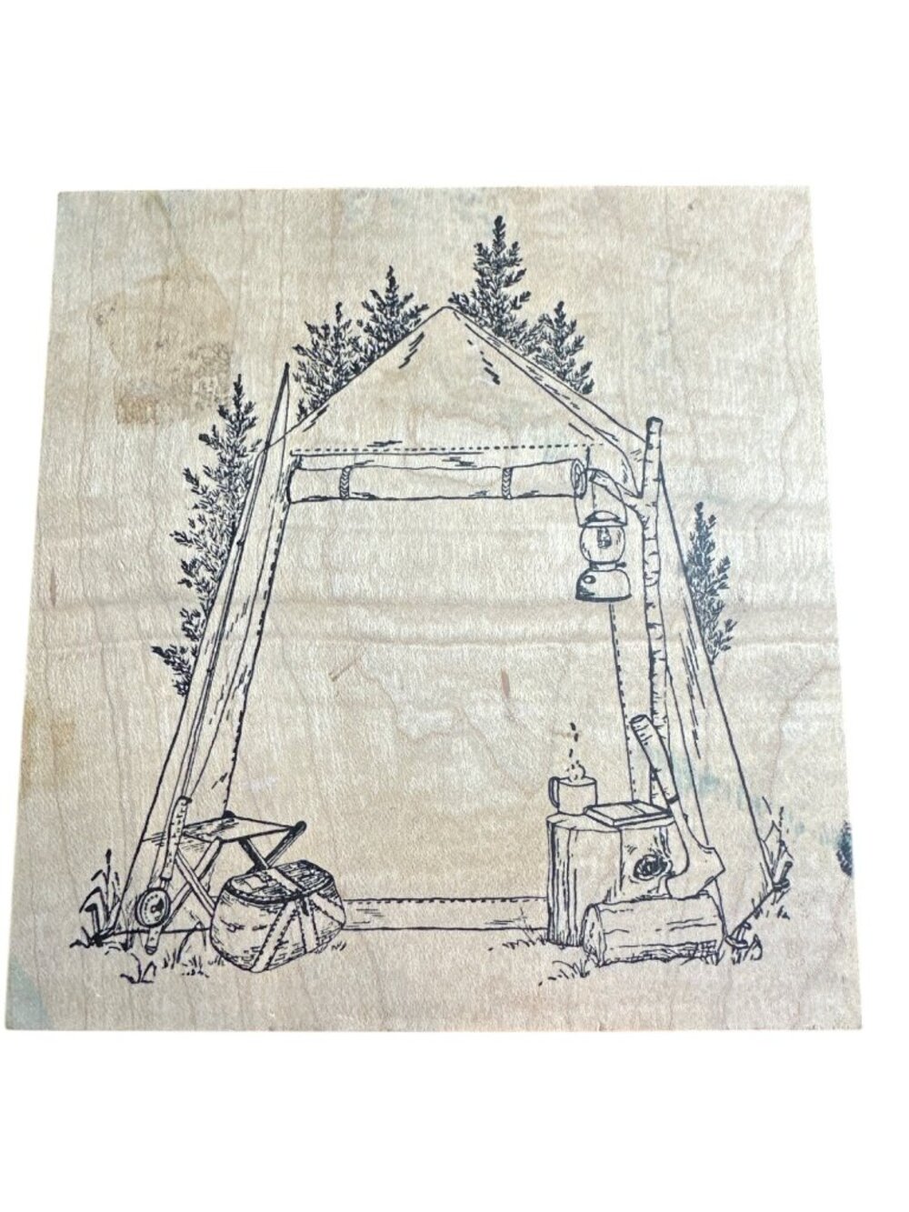 Stampa Rosa Tent Camping Rubber Stamp M 25-1902